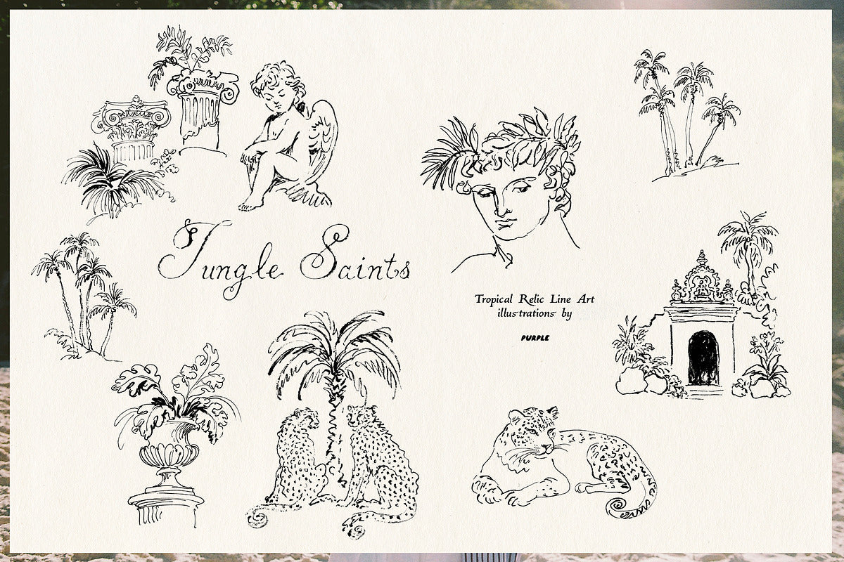 Jungle Saints: Tropical Line Art