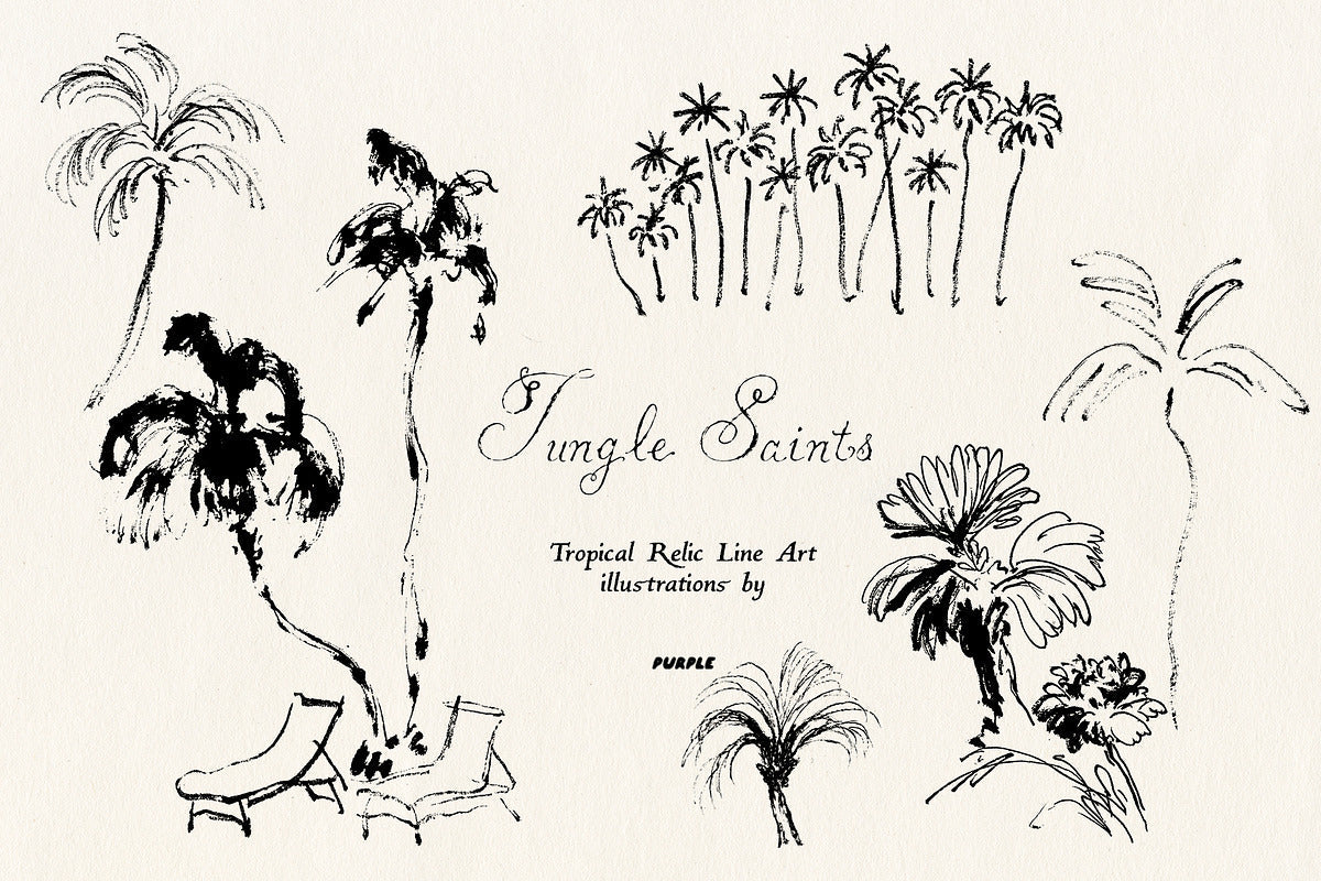 Jungle Saints: Tropical Line Art