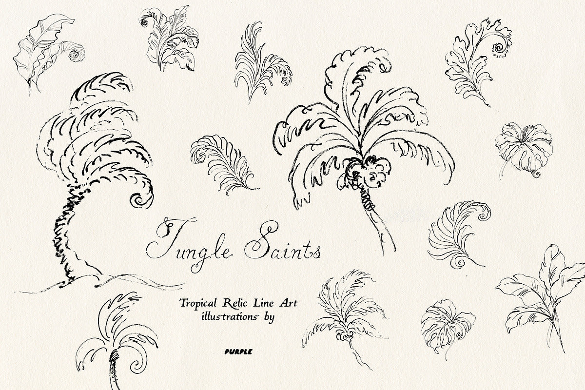 Jungle Saints: Tropical Line Art